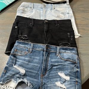 3 pairs of mudd ripped jean shorts.